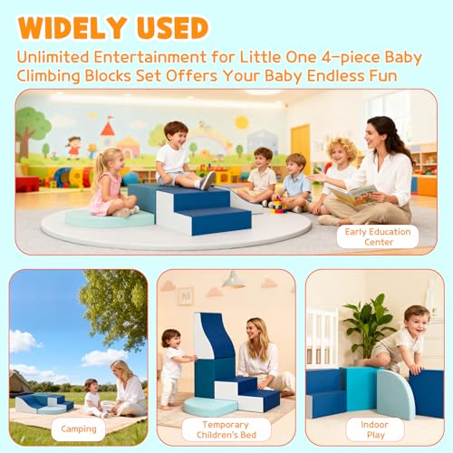 OUTLANE Climbing Toys for Toddlers, Foam Climbing Blocks, Indoor Climb & Crawl Playset, 4-Piece Set, Blue - color: 4-piece