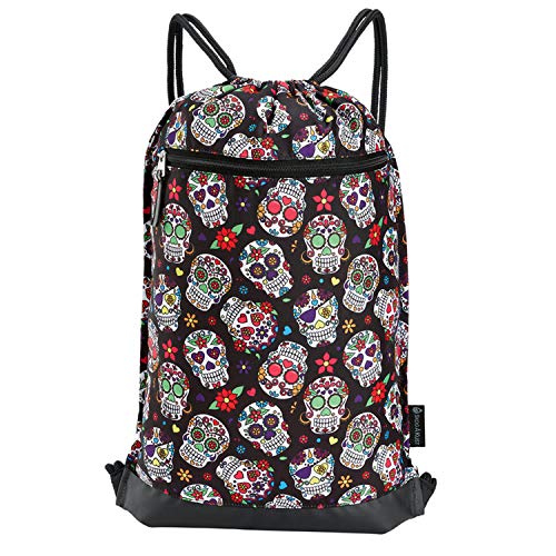 Skog Å Kust GymSak | Patented 2-in-1 Drawstring Cinch Bag with Removable Waterproof Dry Bag | Sugar Skulls - color: Sugar Skulls