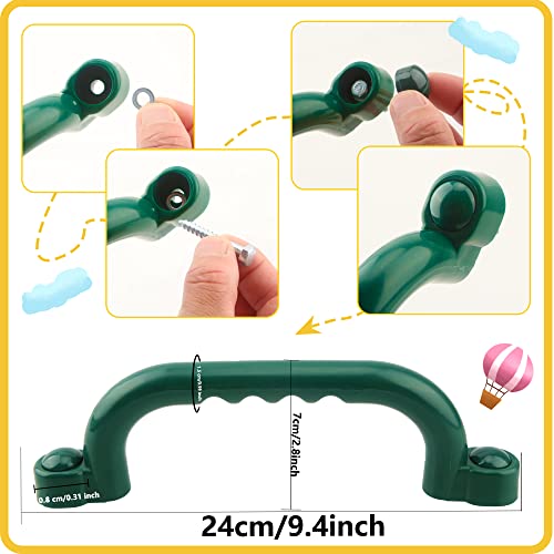 8 Pieces Playground Safety Handles Swing Set Handles Playset Grab Handle for Kids Boys Girls Outdoor Play House Frame Accessories - color: Green