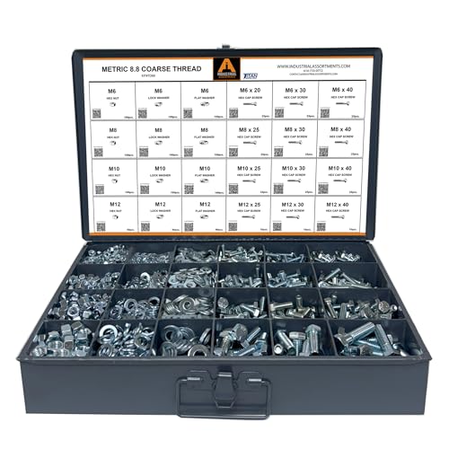 Titan Industrial Supply-1275 Piece Metric 8.8 Coarse Thread Metal Drawer Assortment
