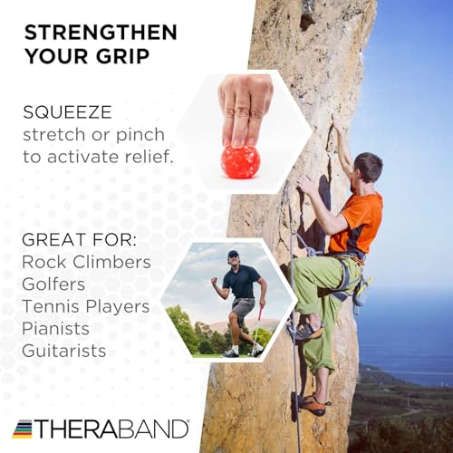 THERABAND Hand Exerciser Ball, Soft Resistance Squeeze, X-Large, Red - color: Red - Soft