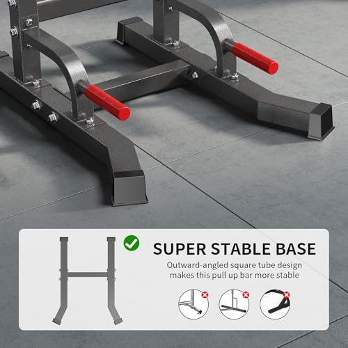 SogesPower Multi-Function Power Tower Pull Up Bar Station for Home Gym | 10-Level Adjustable Height Pull Up Bar Stand Dip Station Strength Training Workout Equipment - color: Black