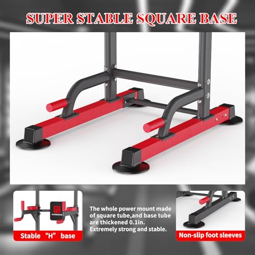 K KiNGKANG Power Tower Pull Up Bar Station for Home Gym Fitness Equipment | Dual-knob Height Adjustment | Load 450lbs| Suction cup feet | New upgraded