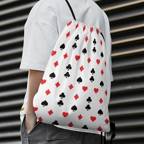Waterproof Drawstring Bag Gym Sack Sports Backpack for Hiking Swimming Beach Yoga Gear Lightweight Unisex, Casino Poker Pattern Bags - color: Picture (22)