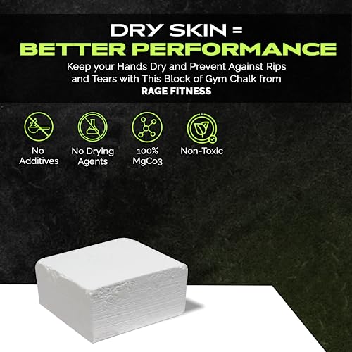 Rage Fitness Gym Chalk Block (2oz), Magnesium Carbonate Athletic Chalk Block for Excellent Grip, Gym Workout Grip Chalk, Weightlifting, Gymnastics, Rock Climbing White