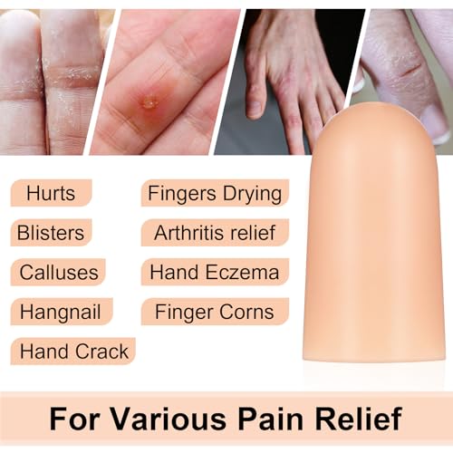 10 Pcs Gel Finger Cots, Silicone Finger Protectors, Waterproof Thumb Guard, Fingers Sleeves for Cracking, Peeling, Fingertip Bandage Alternative (Nude)