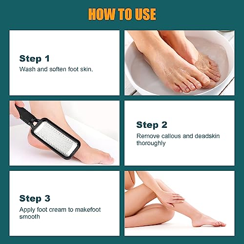 Foot Rasp Foot File, 2 Pcs Stainless Steel Pedicure Callus Remover for Feet, Professional Foot Care Tools for Pedicure to Removes Hard Skin Corns for Dry and Wet Feet - style: 2 X Foot Files