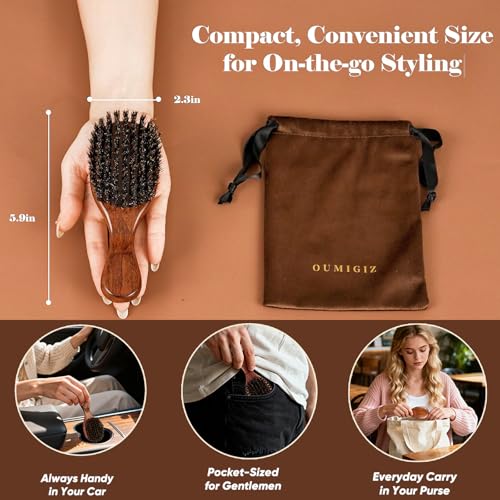 Boar Bristle Hair Brush Set, Large and Mini, Since 1965 British Craftsmanship Handmade Natural Wooden, Pure Soft Bristles, Gentle Detangling for Women Men Kids, Thin Fine Hair, Smooth & Shine - size: Large and Small