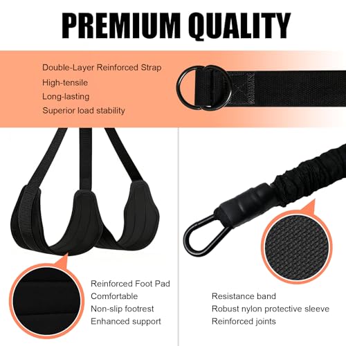 4 Pull Up Assistance Bands with Foot Rests, Extension Strap | Adjustable Resistance Bands for Home Gym, Pull Ups and Strength Training, Suitable for Beginners, Full-Body Workouts
