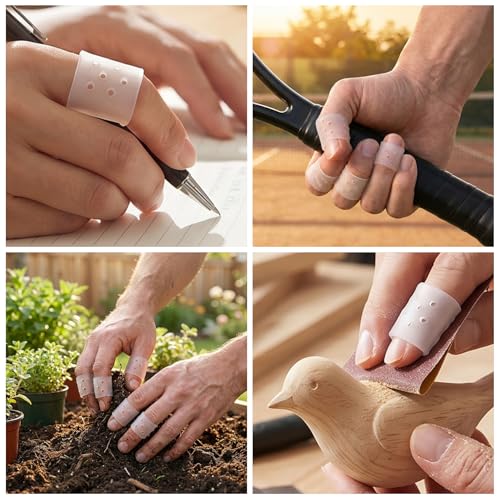 12pcs Silicone Finger Covers for Skin Picking, Breathable Stop Nail Biting Finger Guard with Air Holes, Reusable Non-Slip Finger Cots Sleeves for Cuticle Protection Anti Skin Picking - Clear