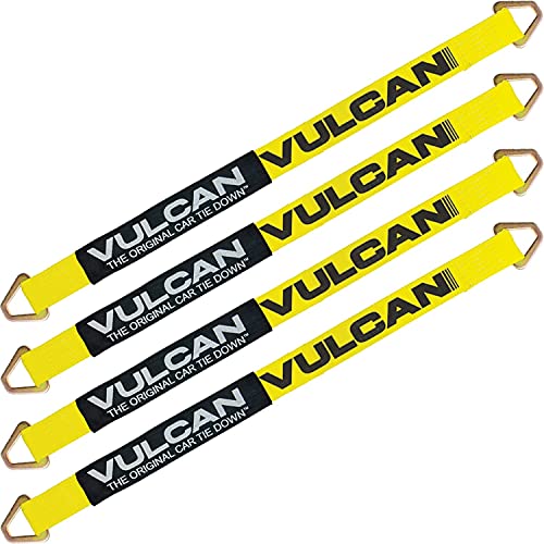 VULCAN Car Tie Down Axle Strap with Wear Pad - 2 Inch x 36 Inch - 4 Pack - Classic Yellow - 3,300 Pound Safe Working Load - size: 2" x 36" Classic Yellow (4 Pack)
