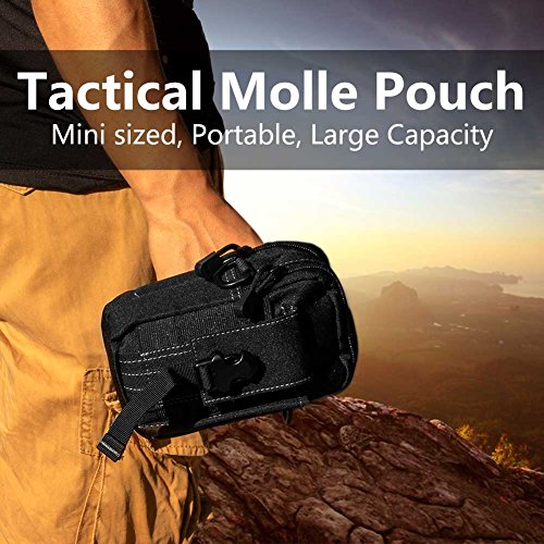 ofone Small Tactical Molle Pouch, Military Waist Pouch EDC with Smartphone Holster Holder Utility Gadget Belt Bag for Outdoor - color: Black