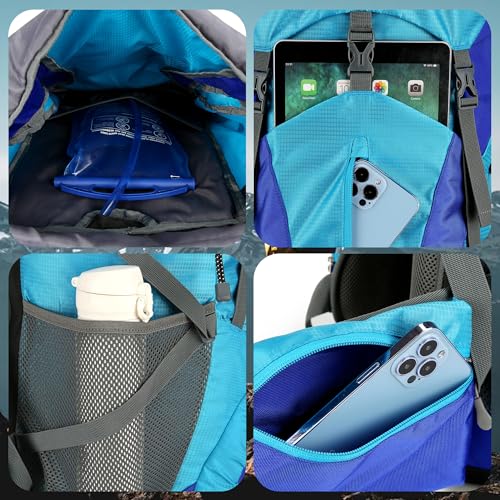 75L Hiking Backpack with Rain Cover Waterproof Camping Backpack Shoes Warehouse for Men Women, Frameless - color: Blue, size: 75L