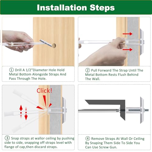 Drywall Anchor with Included Bolts for 1/4-20 Fastener Size, Wall Anchors Drywall Heavy Duty for TV Mounting, Hollow-Wall Anchors Screws Kit Holds Up to 270 Pounds Each in 1/2-in Drywall-100 Pack - size: 1/4"-20：Pack of 100