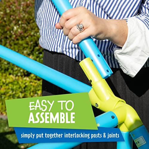 Eezy Peezy Mega Pyramid Monkey Bars Climbing Tower Active Outdoor Fun for Kids Ages 3 to 8 Years Old, Blue/Green - color: Blue/Green