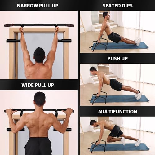 ONETWOFIT 2026 Upgrade Multi-Grip Pull Up Bar for Doorway - 460 lbs Heavy Duty Chin-Up Bar for Home Gym Exercise, Door Frame Pull Up Bar for Almost All Doors