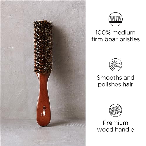 Diane Premium 100% Boar Bristle Styling Brush for Men and Barbers – Medium Bristles for Thick Coarse Hair – Use for Detangling, Smoothing, Wave Styles, Soft on Scalp, Restore Shine and Texture - style: 7 Row Styling
