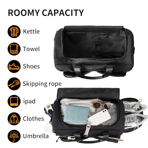 Gym Bag for Men & Women with Shoes Compartment and Wet Pocket Convertible Duffle Bag and Gym Backpack Waterproof Sports Duffel for Travel, Sports, Fitness & Workout
