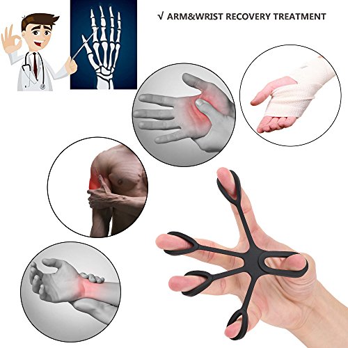 MansWill 3Pcs Hand Strengtheners, Silicone Finger Grip Exerciser/Grip Strength Trainer/Hand Extensor Bands for Relieve Wrist Pain, Carpal Tunnel, Trigger Finger, Arthritis, Guitar and Rock Climbing - color: Gray + Dark Gray + Black