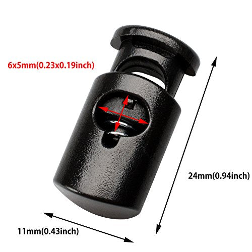 DYZD Plastic Cord Lock End Spring Stop Toggle Stoppers Heavy Duty Cord Lock for Lanyard,luggage,clothing,backpack and various kinds of outdoor and gym products(10PCS,Black)