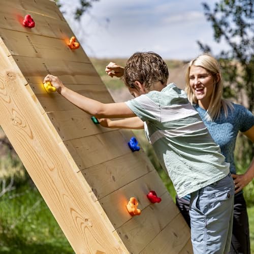 Squirrel Products Rock Climbing Holds for Kids, Deluxe Extra Large Climbing Rocks with Mounting Hardware - DIY Rock Wall Indoor & Outdoor Playground Accessories Wall Climbing Kit - Ages 3+ - style: 20 Pack with Patented Safety Plugs