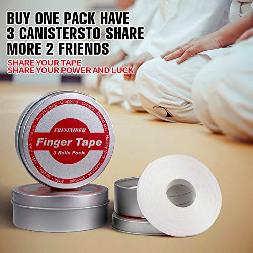 FRESINIDER Finger Tape - Strong Athletic Tape | 0.3” x 45 Feet (9 Pack) Tin Set | No Sticky Residue | for Rock Climbing, BJJ Jiu Jitsu, Grappling, Judo, MMA, Rock Climbing and Martial Arts (White) - color: White