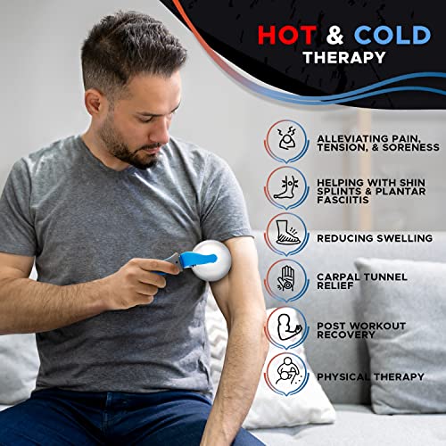 Cold Massage Roller Ball | Cold Therapy | Ice Roller Ball with Handle | cryo Stick | Relieve Muscle Pain (Blue) - color: Blue
