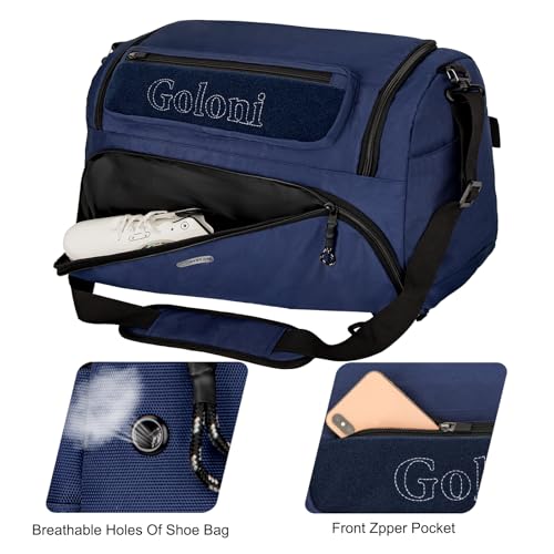 Goloni Gym Bag for Men & Women,40L Large 3 in 1 Sports Travel Duffel Bag with Shoes Compartment and Wet Pocket,Weekender Overnight Backpack,Blue - color: Blue