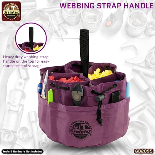 Graintex 18 Pockets Grab Bag Rip-stop Canvas Drawstring Closure, Small Part Organizer Pouch, Small Tools, Screws, Parts, Parachute Tool Bag for Efficient Storage - Purple - color: Purple