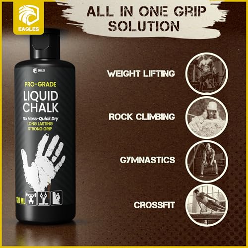 EAGLES Pro Grade Gym Liquid Chalk 60, 120 or 280ml Mess-Free Chalk for Weightlifting, Gymnastics Rock Climbing, Pole Grip, Sports Dries in Seconds - Sweat-Resistant and Long Lasting - style: 280ml