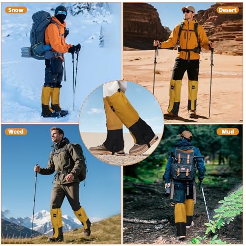 Waterproof Adjustable Hiking Gaiters for Men and Women, Snow Boots-Gaiters for Hiking in Hunting Sand Mud Mountain Climbing Snowshoeing - color: Ginger
