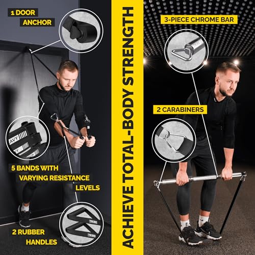 Long Resistance Bands Set, 5 Pull Up Assistance Bands for Working Out | 5 resistance levels, natural latex construction, exercise bands for strength training, stretching and physical therapy - color: Black 3