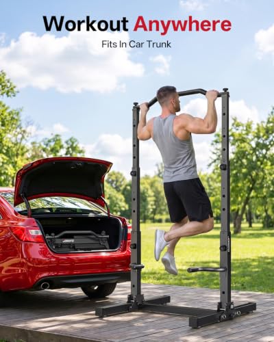 JOROTO Foldable Pull Up Dip Station, Pull Up Bar Free Standing for Home Gym, 450LBS Stable Power Tower, Adjustable Height Multifunction Pull Up Stand, Strength Training Equipment for Men Women