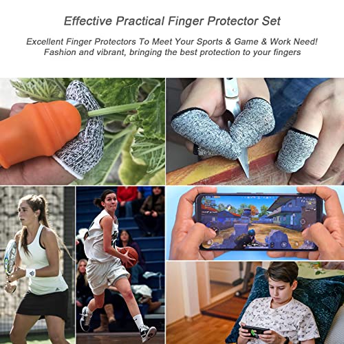 GELMAY 22Pcs Gel Finger Cots Cut Resistant Gloves Set, Sleeves Guards Protectors Cutting Covers Protection Gaming Fingertips Touch