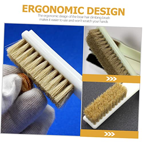 Cabilock 2pcs Bouldering Brush Boar Hair and Sturdy Handle for Cleaning Climbing Rocks Essential Tool for Outdoor Sports and Bouldering Enthusiasts