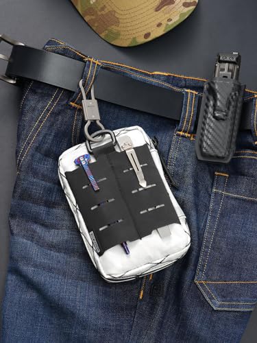 TACTICAL GEEK Block E2.0 EDC Compact Waist Pocket Pouch, Multi-Purpose Molle EDC Pouch Gadget Organizer, Multi-Purpose Molle Tool Pouch for Multitools, Nylon Daily Utility Tool Organizer Bag White - color: E2.0-White
