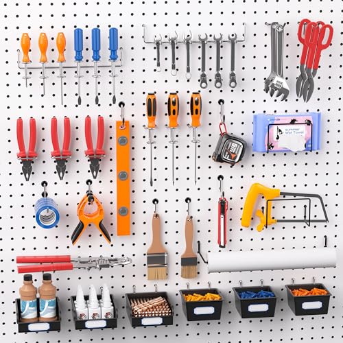 FRIMOONY Peg Board Organizer Accessories, Pegboard Hook Locks, Bins, for Organizing Pliers, Wrenches, Screwdrivers, 202-Piece - size: 202PCS