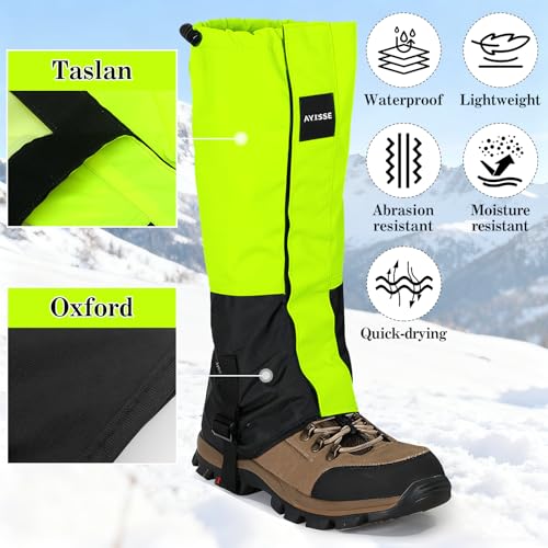 Waterproof Adjustable Hiking Gaiters for Men and Women, Snow Boots-Gaiters for Hiking in Hunting Sand Mud Mountain Climbing Snowshoeing - color: Fluorescent Green