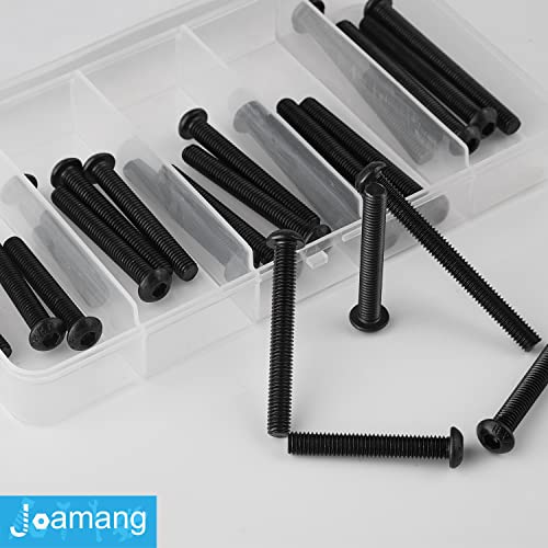 M6 x 40mm 45mm 50mm 55mm 60mm Button Head Socket Cap Screws Bolts, 10.9 Grade Alloy Steel, Black Oxide Finish, Metric Allen Hex Drive, Fully Threaded, Assortment Kit 25Pcs - size: Button M6x40-60 mm