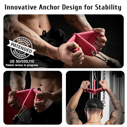 LAT Pull Down Bars Set, Triangular Stability LAT Pulldown Attachments with 8 Ergonomic Handles for Whole Back Training, Non-Slip Cable Machine Attachment for Gym Home Workout - color: Pink