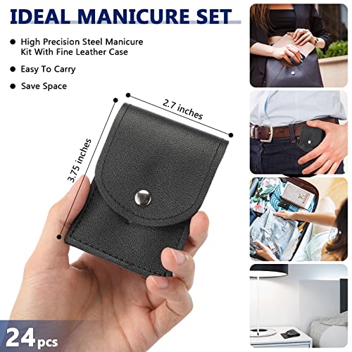 Lasnten 24 Set Valentine Manicure Set Bulk Nail Clippers Grooming Nail Kit Stainless Steel Professional Pedicure Tools Kit with Travel Case for Men Women Valentine's Day Gift(4 in 1,Black) - color: Black, size: 4 in 1