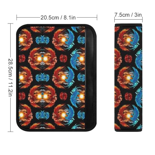 2 Pack Sun Red Blue Fire Flame Bird Phoenixes Seat Belt Shoulder Pad Breathable Shoulder Harness Cover for Child, All Vehicles, Neck and Shoulder Support - color: Pattern 500