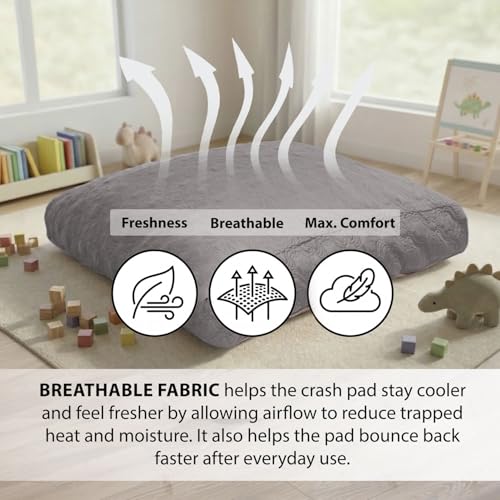 Matini Home 60" X 60" - High-Density Foam Crash Pad with Cover Foam Blocks, Professional Gymnastics Equipment for Impact Support, Jumping and Lounging - Grey Pattern - color: Grey Pattern 60" X 60"