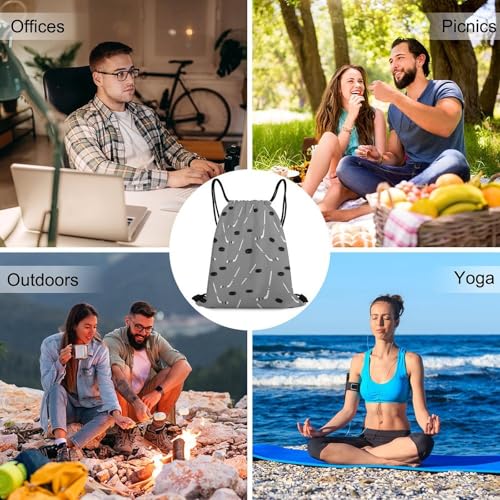 Water Resistant Drawstring Backpack Lightweight Sackpack for Yoga Gym Beach Travel, Men Women Unisex Sports Bag, Grey Hockey Bags - color: Picture (29)