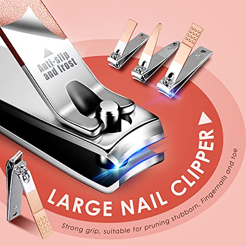WOAMA Manicure Set Pedicure Kit - 30 in 1 Nail Kit Professional Stainless Steel Nail Care Kit for Women - Pink - color: Pink