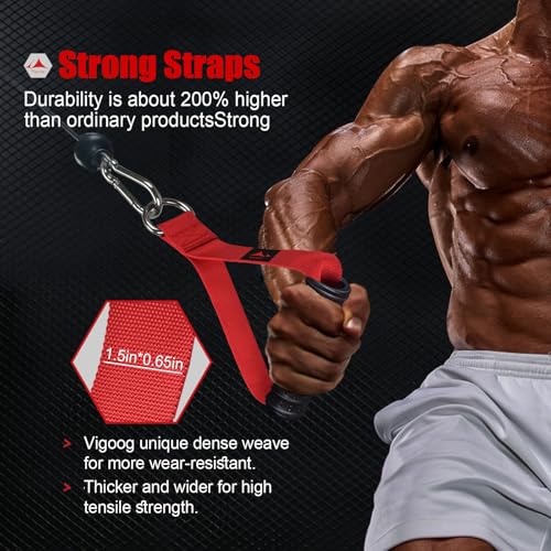 Heavy Duty Gym Exercise Handles Attachment for Cable Machine,Resistance Band,Pulley System Home Fitness Workout Equipment, with Elastic Rubber Grip and 2 Large Carabiners - color: Glory Red
