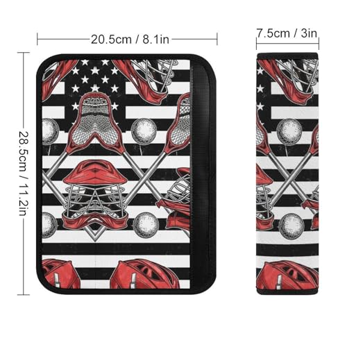 2 Pack Lacrosse American Flag Seat Belt Cover Universal Fit Seat Belt Cushion for Kids, Stroller Pushchair High Chair, Neck and Shoulder Support - color: Pattern 1070
