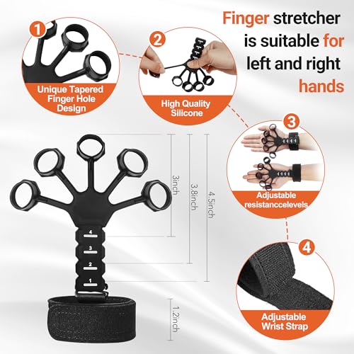 Grip Strength Trainer Kit (5 Pack) Adjustable Resistance Hand Gripper,Finger Exerciser,Hand Extension Exerciser,Stress Relief Ball and Forearm Workout Ring for Muscle Building Injury Recover - color: Black