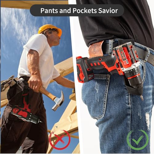 Hammer Holder Loop,Hammer Holster Clip on 7" X 2" Tool Belt and Tape Measure Holder Drill Impact Tool Holster for Tape Measure,Heavy-Duty Drill Belt Holder Hook Holster,Black
