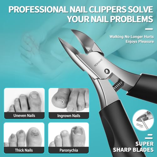 Toenail Clippers for Ingrown & Thick Toenails - Heavy Duty Toe Nail Clippers for Remove Side Ingrown Toenail with Angled Sharp Blades, Professional Pedicure Tool with Long Handle for Seniors & Men - style: Paronychia Nemesis - Black Kit
